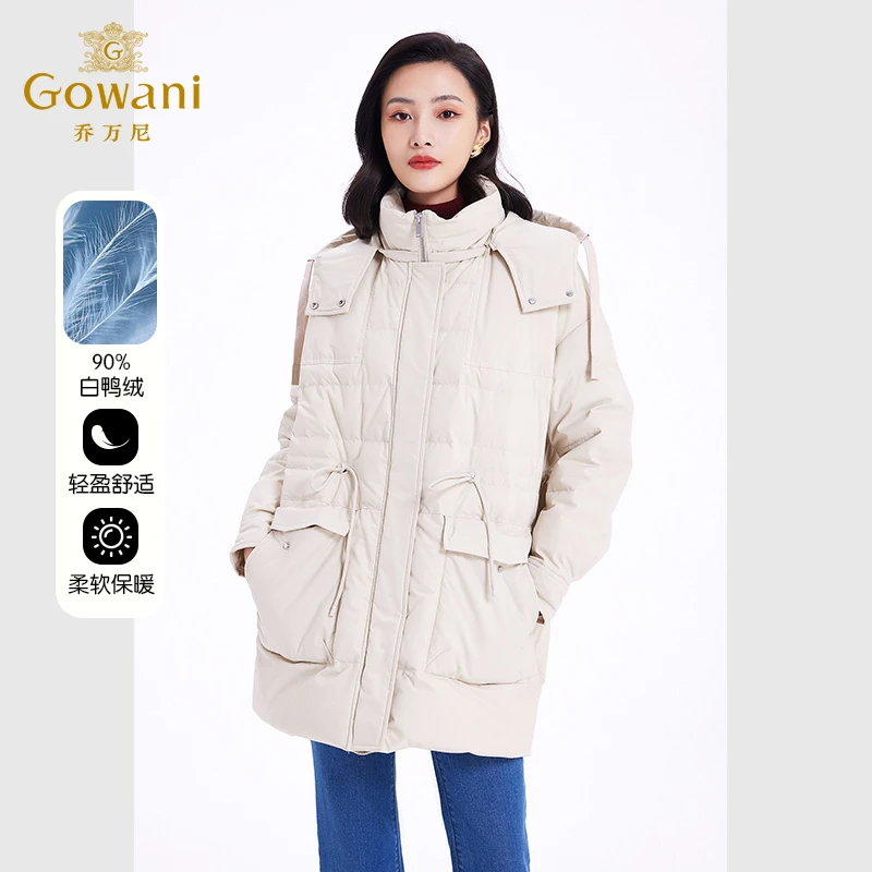 乔万尼女款2025年新款冬季加厚保暖收腰连帽工装风设计感EF4T163