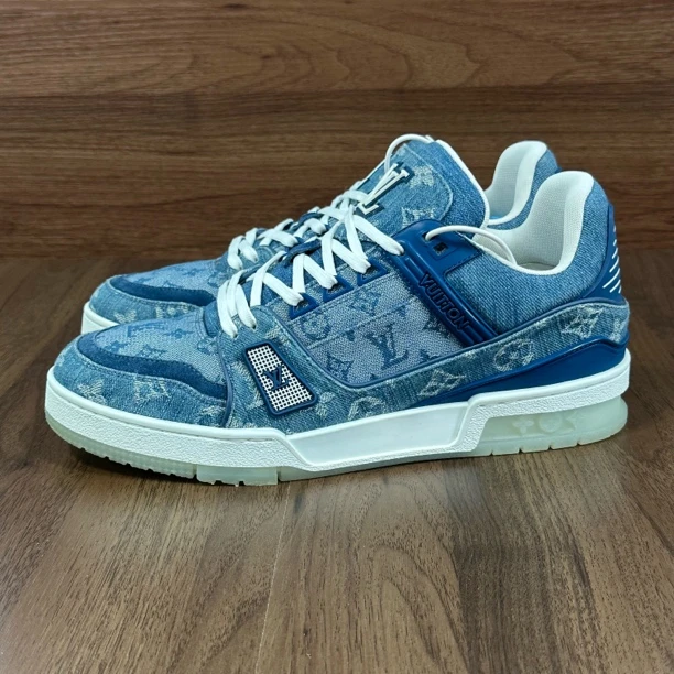 99新 LouisVuitton/路易威登 41.5码 trainer 牛仔满印 低帮板鞋