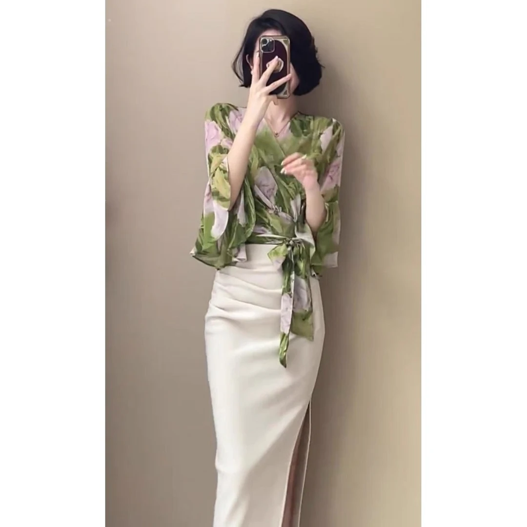 春夏优雅气质女神范别致绝美衬衫轻熟御姐两件套装包臀连衣裙质感