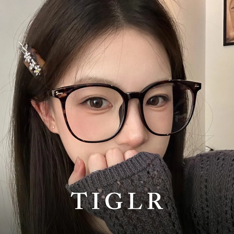 帝格勒复古玳瑁大框眼镜架近视女可配度数素颜大脸显瘦豹纹眼睛架