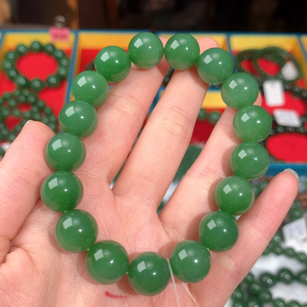 和田玉（碧玉）手串未镶嵌小*@