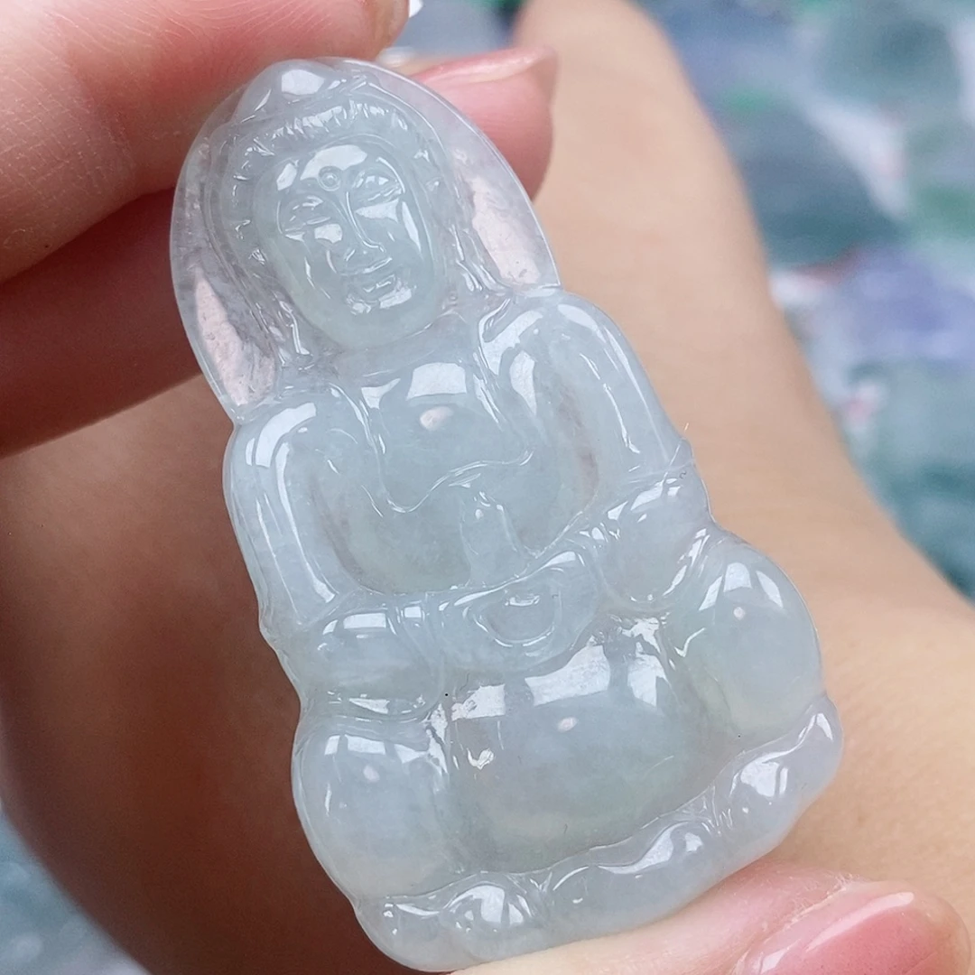 颈饰未镶嵌翡翠天然缅甸A货翡翠观音