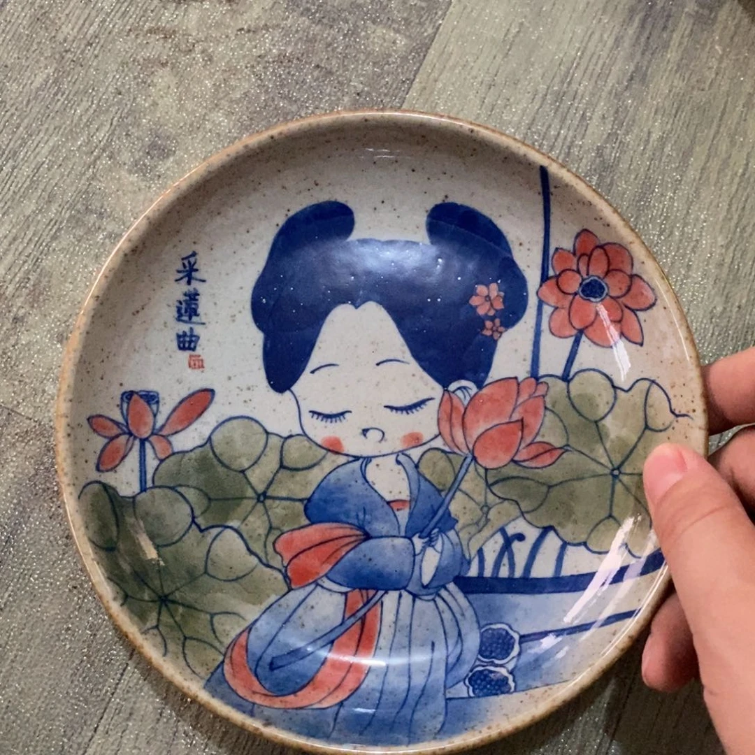 景德镇手绘陶泥圆盘