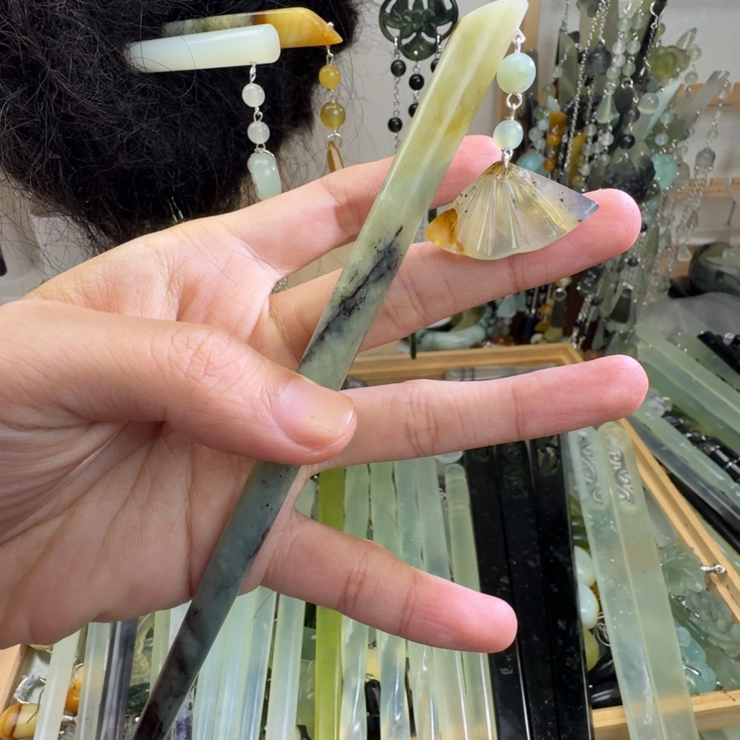 蛇纹石玉合金发饰