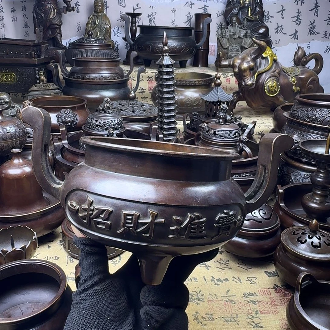 14公分官帽炉纯铜香炉