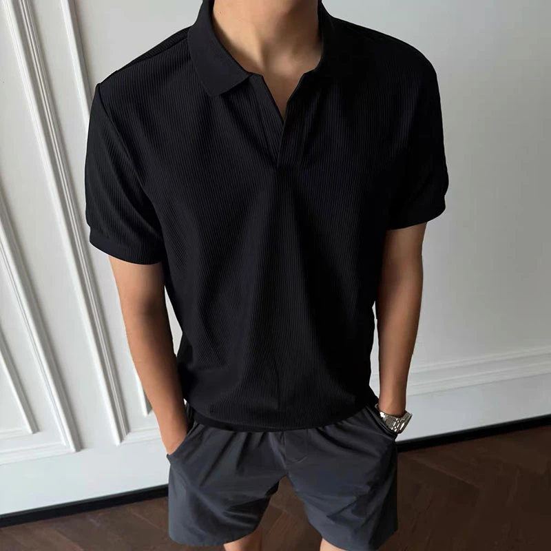 海鸥领翻领POLO衫短袖男士美式商务弹力针织T恤冰凉感健身衣夏季