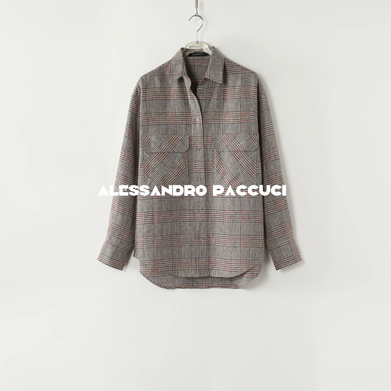 AP洛哥33007HC/23473X/S【限量/黑标】进口100亚麻色织格纹休闲衬衫