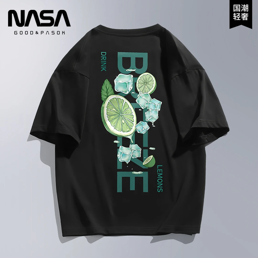 NASA短袖T恤男士夏季冰丝凉感薄款潮流宽松休闲青少年半袖体恤衫