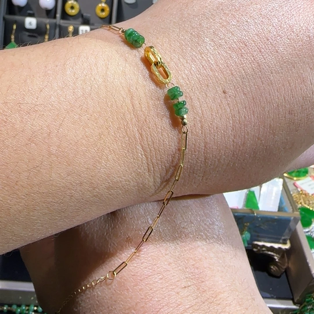 翡翠18K金镶嵌颈饰手链