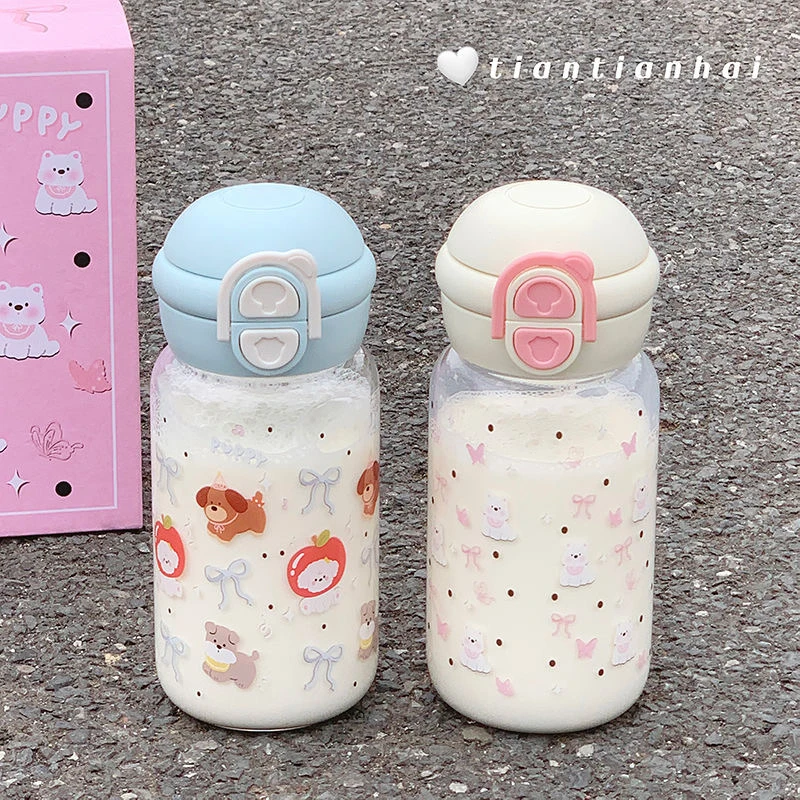 高级杯子新款玻璃杯ins女高颜值可爱便携吸管学生简约高硼硅水杯