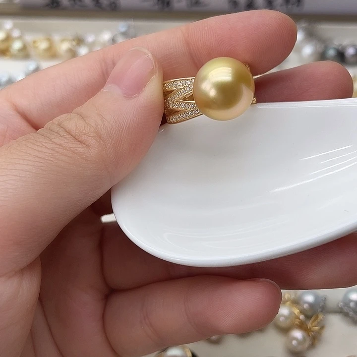 戒指银S925镶嵌海水珍珠