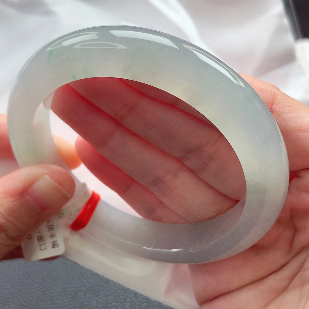 翡翠未镶嵌手镯59圈口 冰胶起光感 大圈口必拍