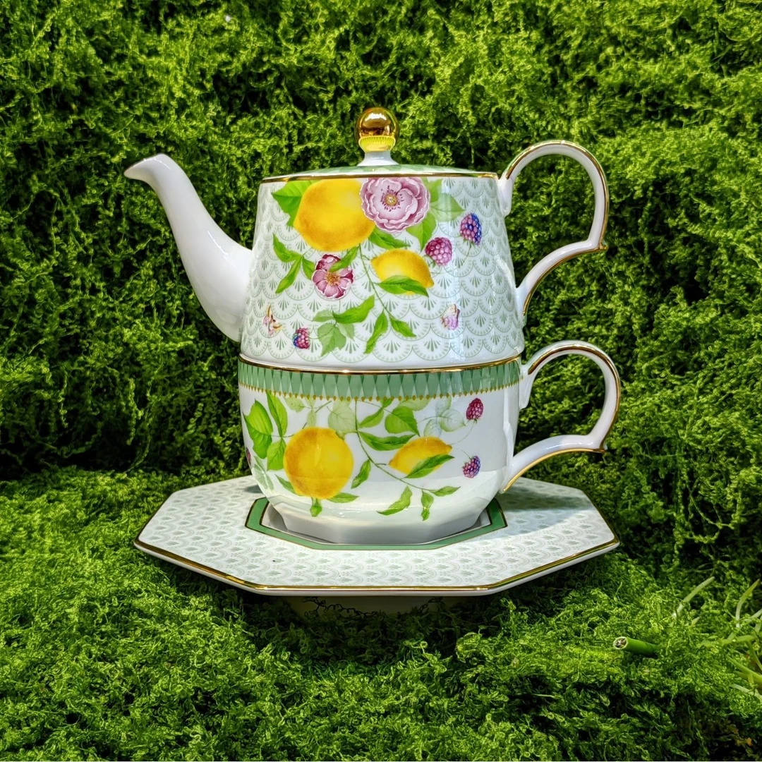 YIAISI 柠檬之夏系列 高端骨瓷子母壶连碟-500ml
