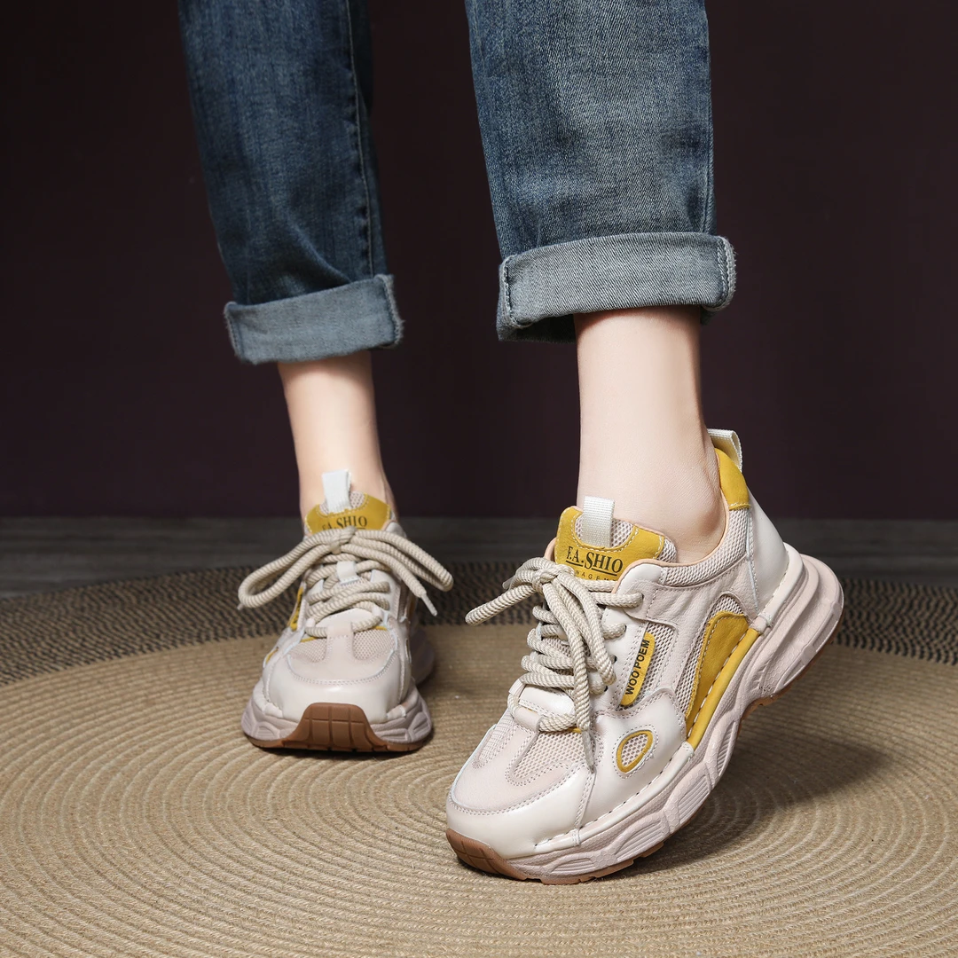 【巨轻巨软-头层牛皮（跟高4cm）】恩祈定制欧若风2025新款运动老爹鞋