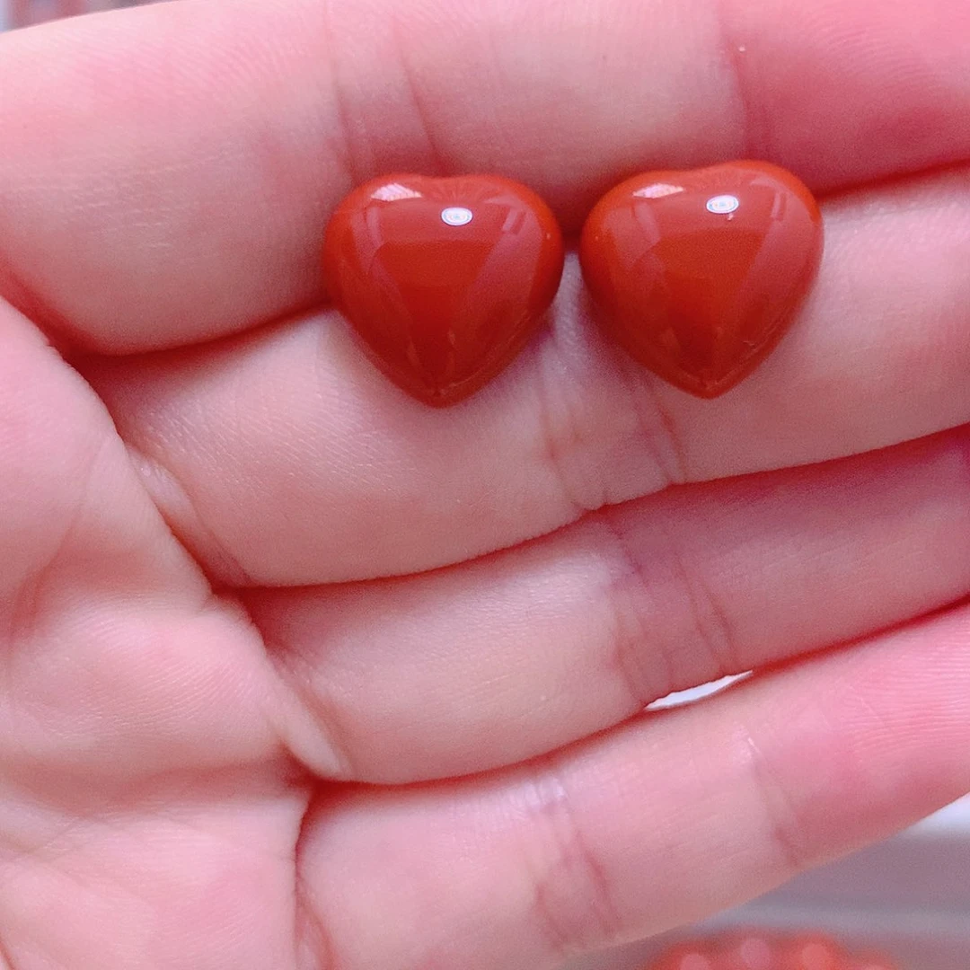 南红玛瑙银S925镶嵌耳钉