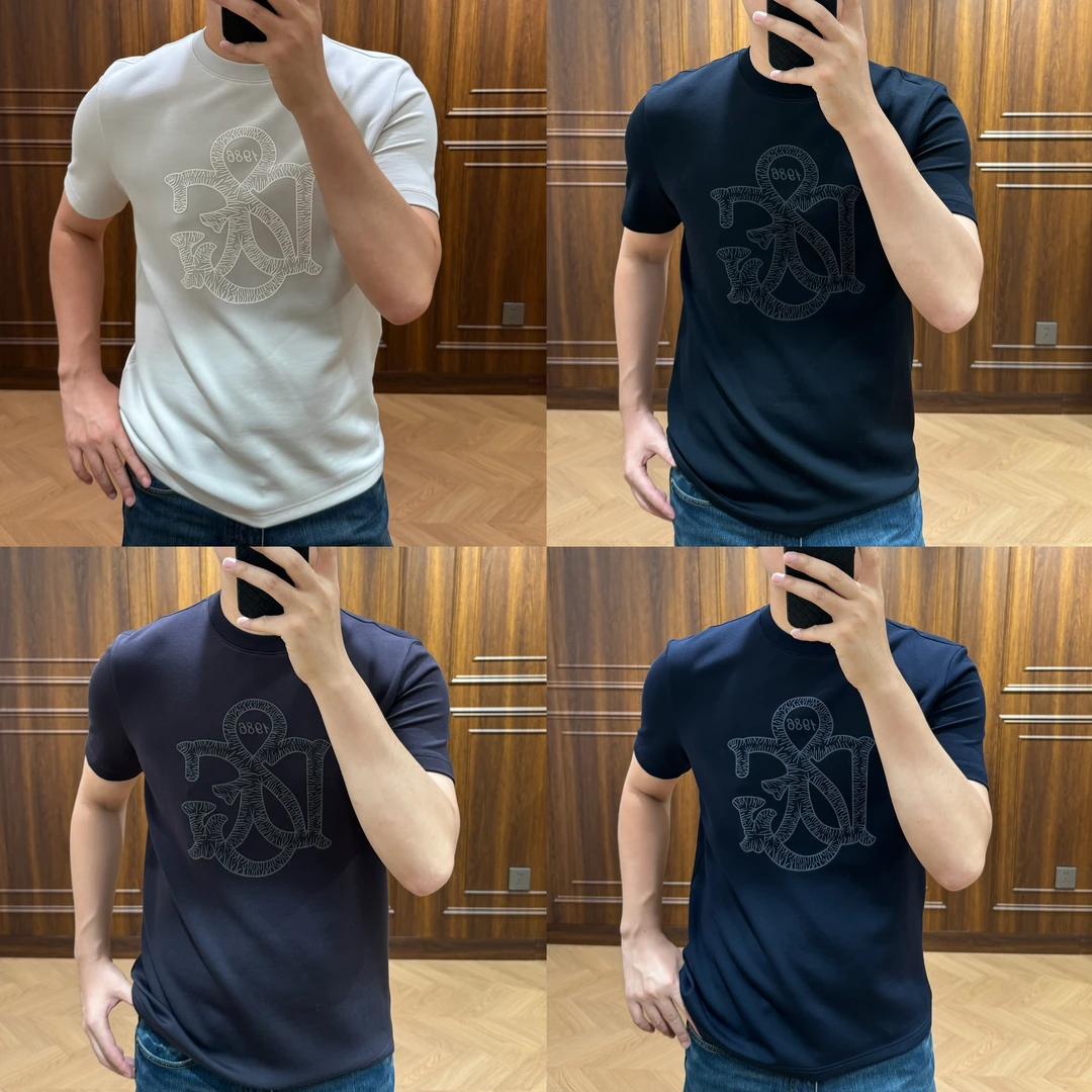 秋冬 | 男士「3D立体」亲肤字母logo圆领短袖T恤B7633