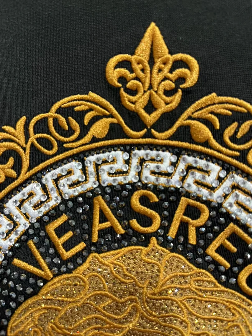 男士t恤短袖2025新款爆款短袖T恤男重工半袖刺绣烫钻欧货轻奢男装