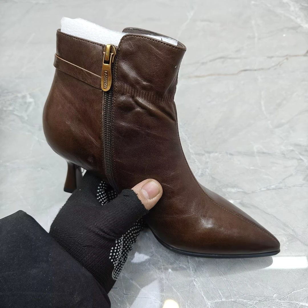 f(孤品)35 码短靴女靴子89989-61羊皮