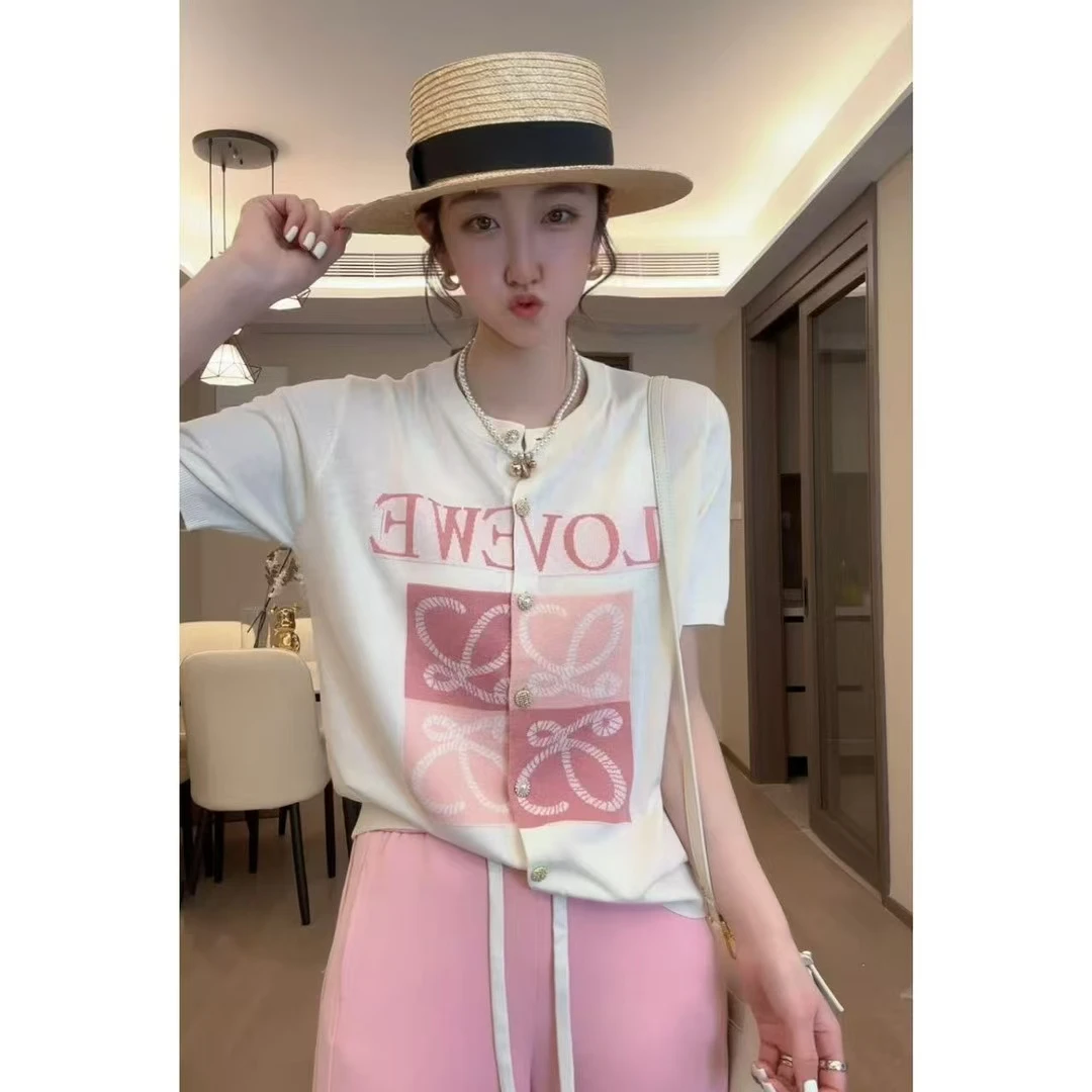 针织数字设计感显瘦网红夏季短袖薄款毛针织衫百搭宽松防晒