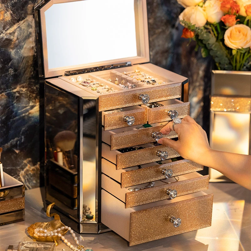 首饰盒/箱 【摩登】2025新大容量高档防氧化首饰盒三层珠宝收纳盒
