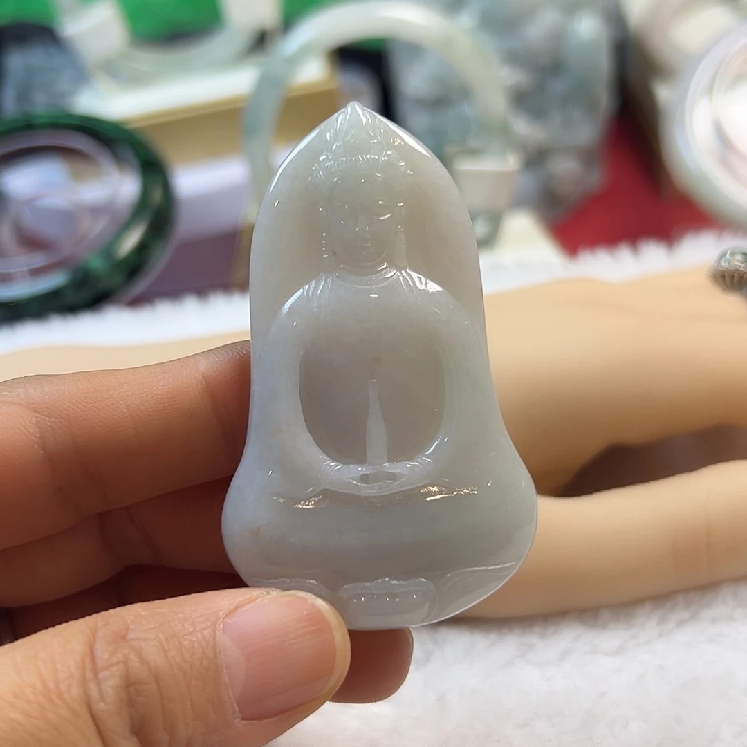 颈饰未镶嵌翡翠缅甸天然A货翡翠观音吊坠