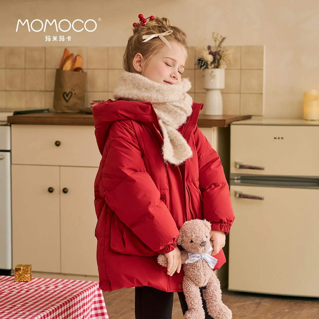 MOMOCO冬季儿童羽绒服百搭韩版休闲口袋中长款外套75830102019