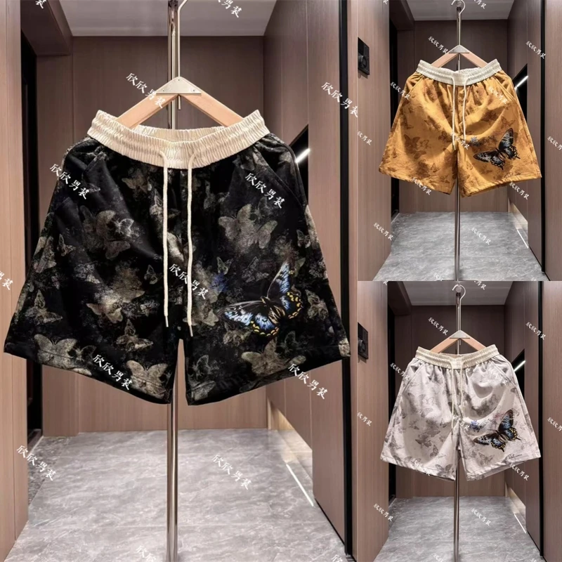 潮牌色织提花彩绘宽松潮流休闲男士短裤轻奢时尚百搭夏季个性印花