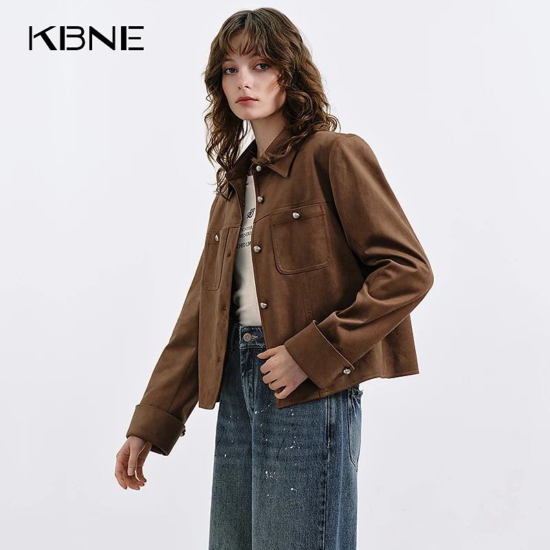 KBNE短外套女款爆款2025新款秋季美拉德风时髦复古百搭麂皮短外套