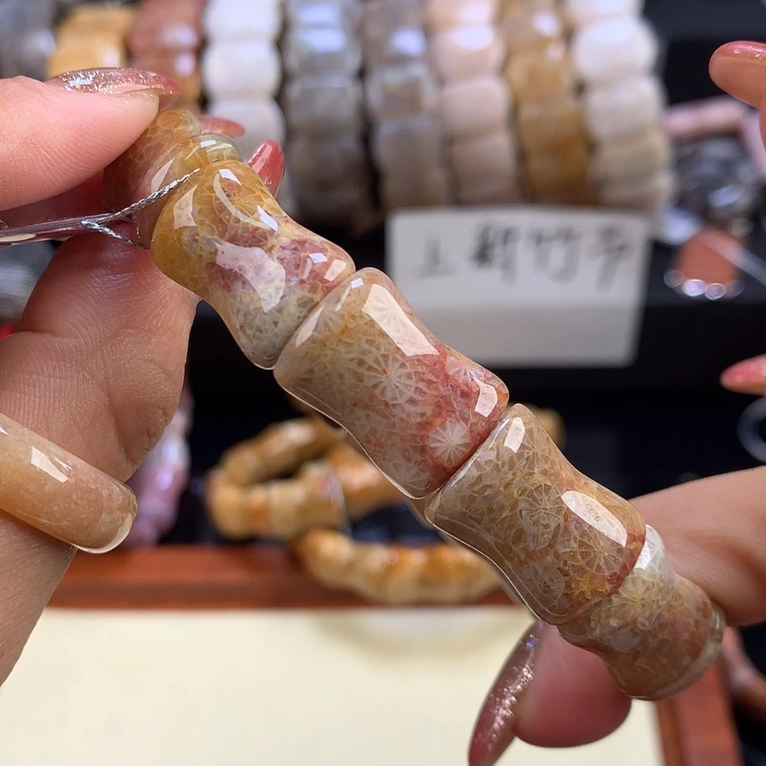 【闪购商品】硅化珊瑚（珊瑚玉）未镶嵌颈饰15号俏色蕾丝