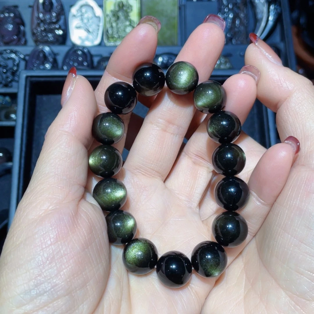 【闪购商品】黑曜岩手链未镶嵌甜*