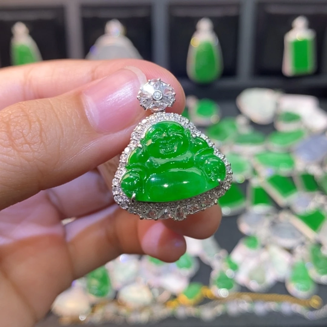 翡翠18K金镶嵌吊坠(不含链)