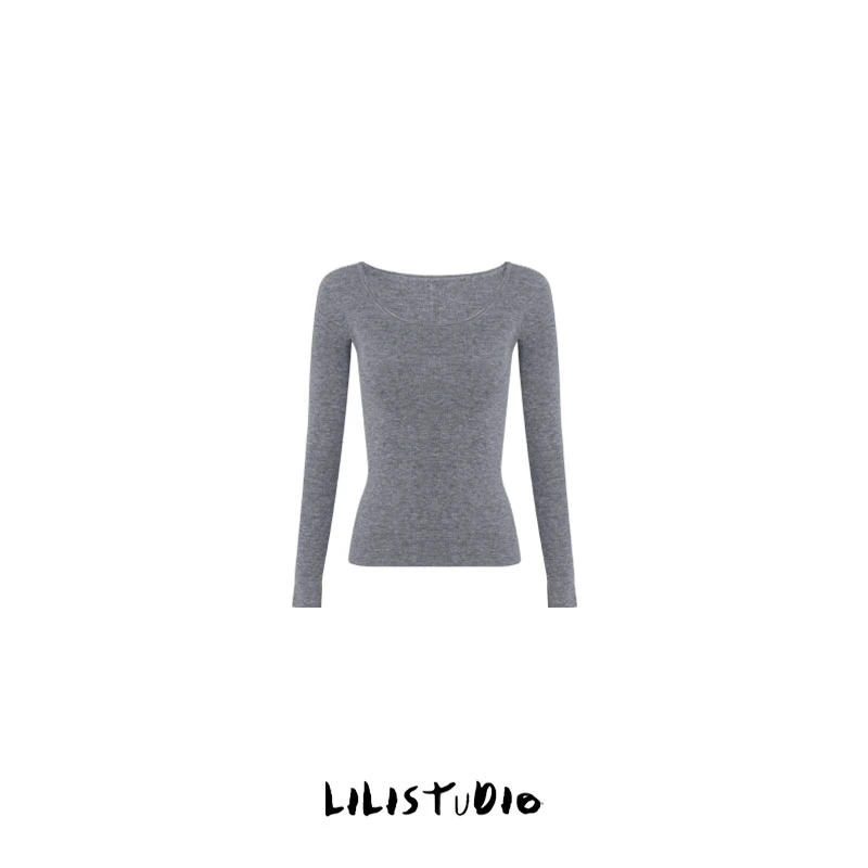 PCNY「霜灰谧意」不理理早春新款女装时尚百搭洋气修身毛衣针织衫