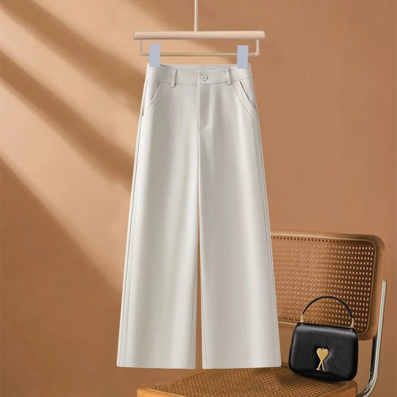 La babite 薄款休闲西装裤夏季2025新款高腰垂感阔腿裤九分直筒裤