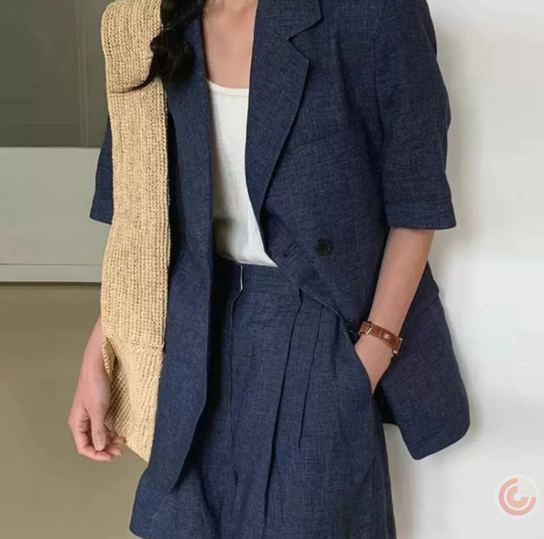 韩系风设计师时尚套装套装女装时尚西裤短袖连衣裙