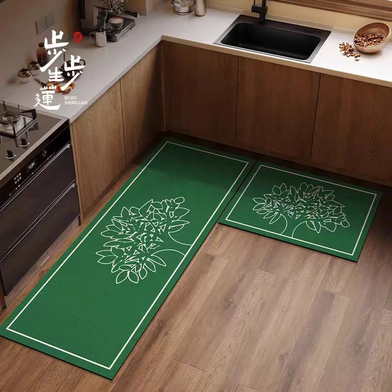 厨房硅藻泥软地垫五行黄色绿色大树入户门进门脚垫中式入户门地垫