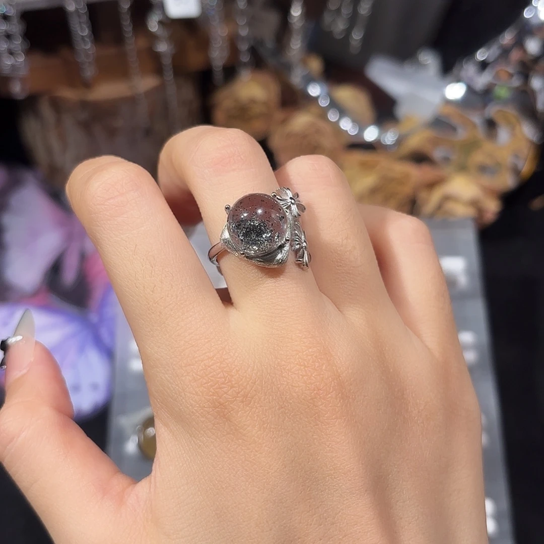 银S925镶嵌戒指烟晶