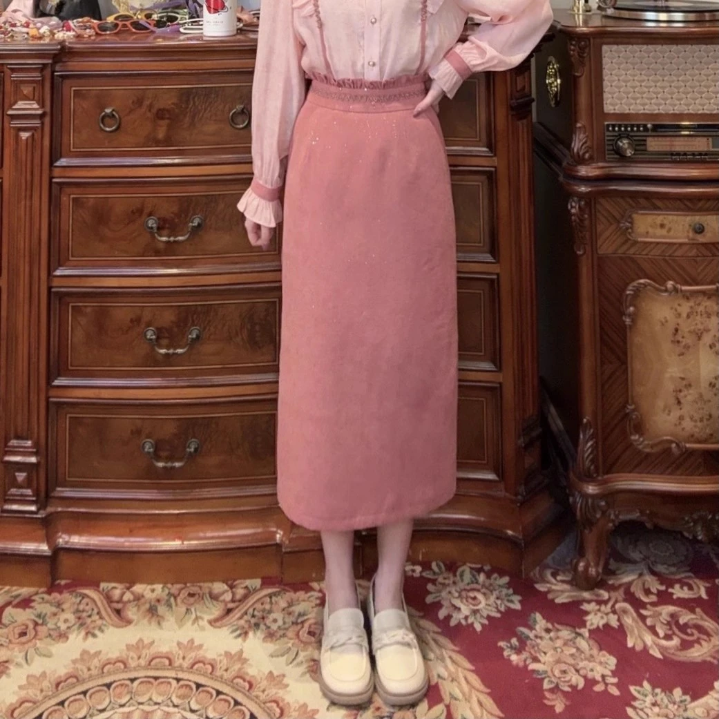 清【一生罗曼】港风设计感小众气质木耳边显瘦温柔甜美半身裙女B822