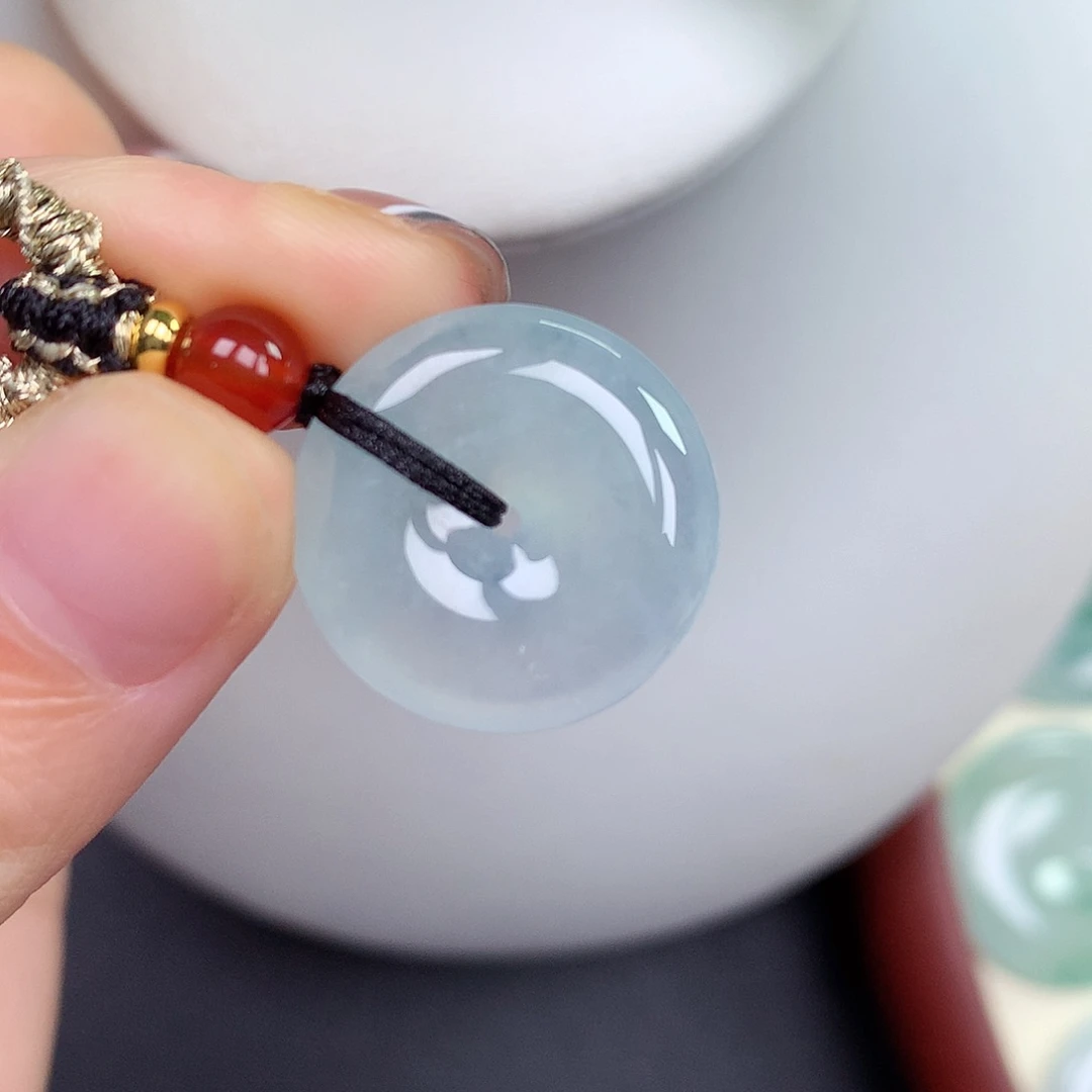 翡翠未镶嵌颈饰平安扣 19.7-5.1mm