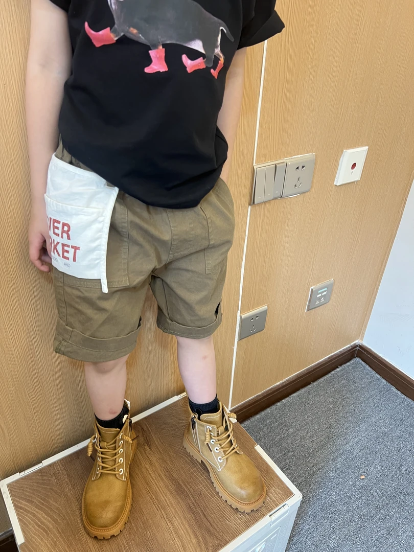 令佳潮牌夏季儿童DD绿色口袋侧兜短裤2772宝宝小童男童