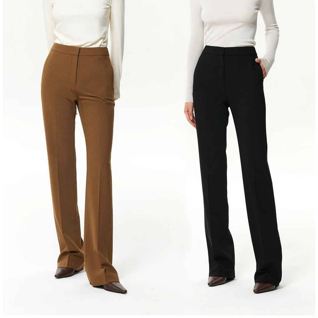 MARIUS“超模时代"国际时装周經典澳洲進口MerinoWool微喇长裤