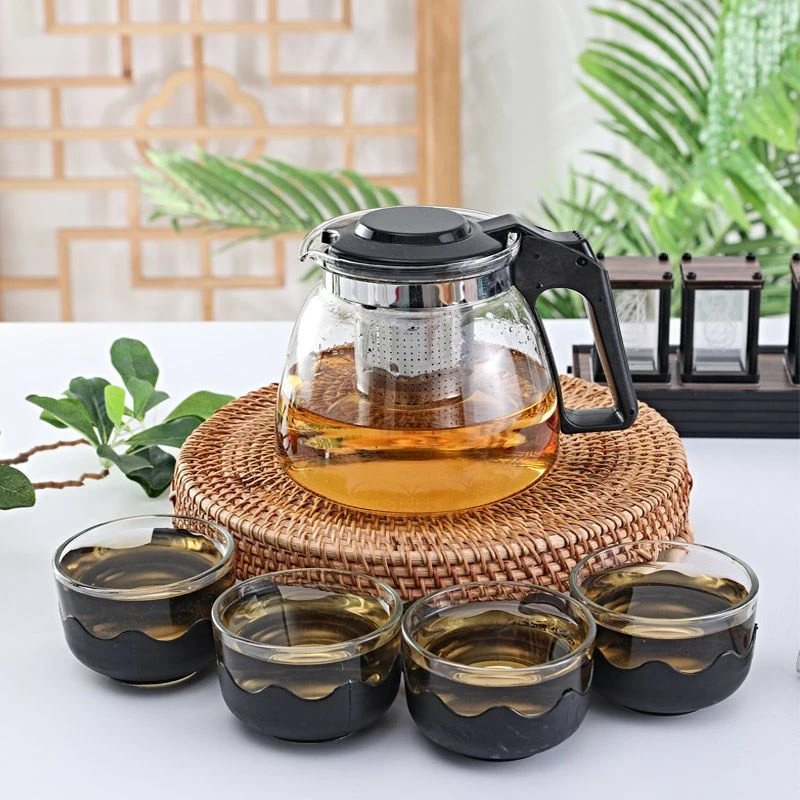 懒人茶具透明家用加厚耐热过滤不锈钢茶壶玻璃茶壶泡茶水壶泡茶壶