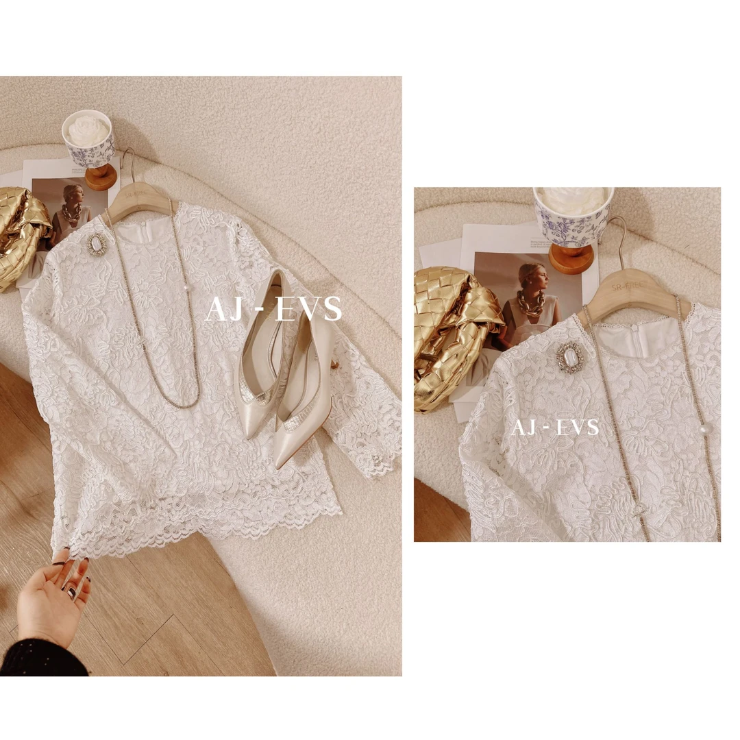 AJ-EVS【清新淡雅·法国进口蕾丝优雅知性上衣】