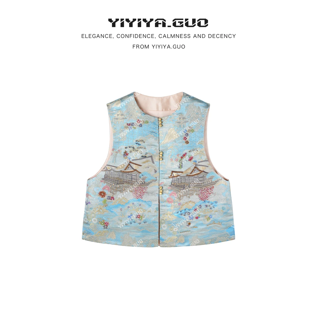 yiyiya.Guo艺艺吖【西阵织·山水鸳鸯】圆领亮片钉珠马甲090127SS52