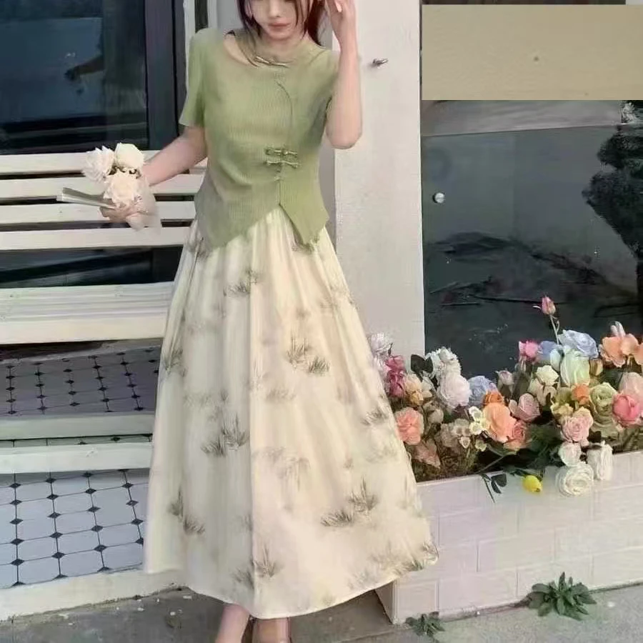 AG名媛B15碎花显瘦气质时尚夏季复古法式小众套裙套装裙子国风