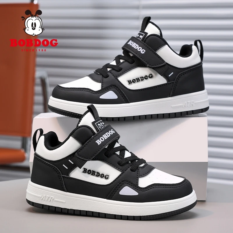 巴布豆童鞋男童板鞋儿童春秋新款皮面休闲鞋男孩学生防滑运动潮鞋