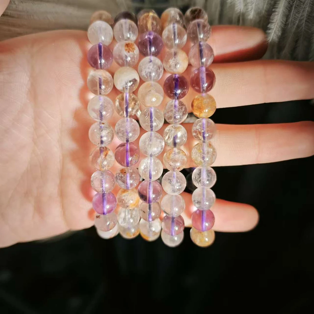 【遇见轻奢珠宝】-0134-天然水晶紫幽灵单圈手链珠径8多样性发1