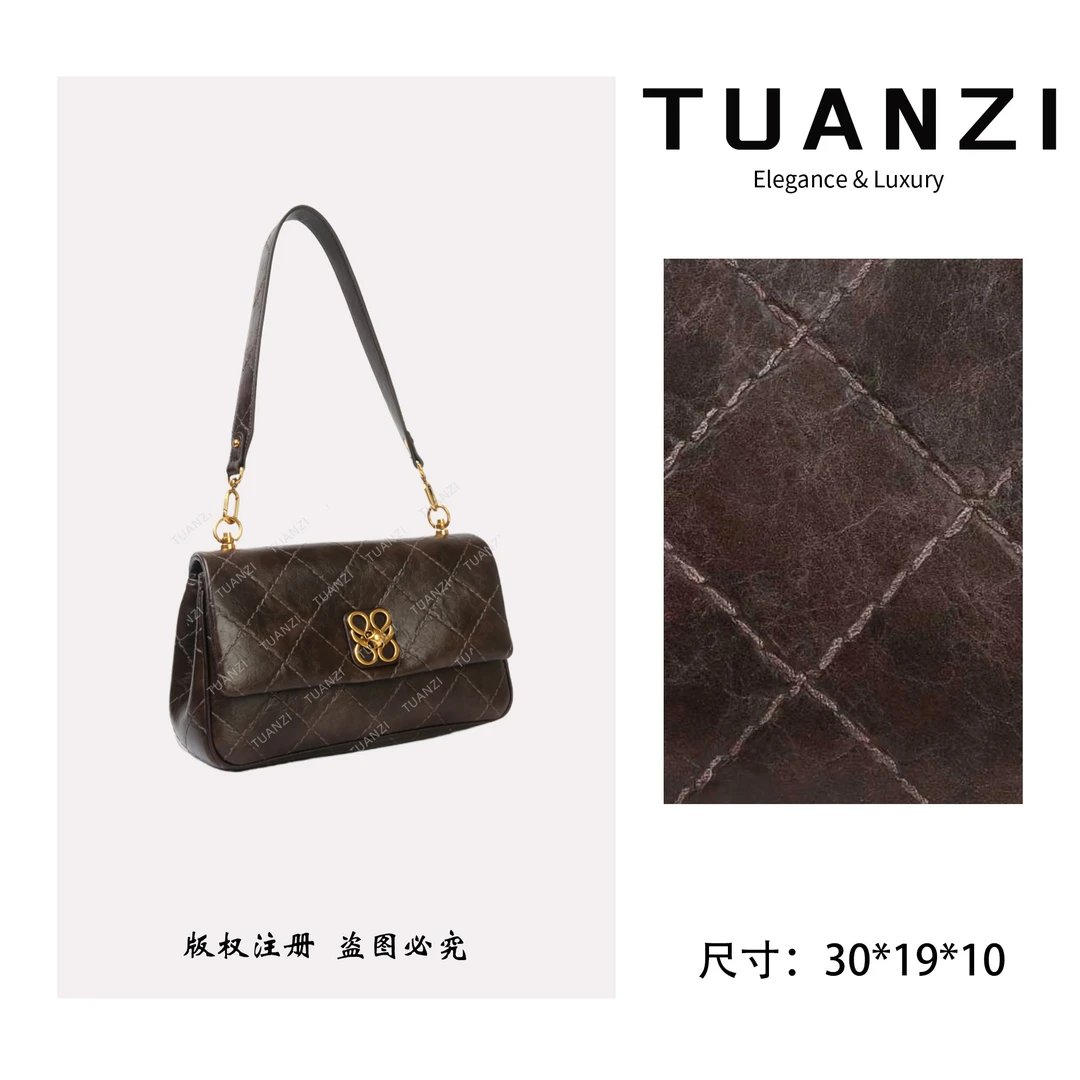 TUANZI【高端玩家】秋冬新款30cm原创小众设计女包BF-66679-咖啡色
