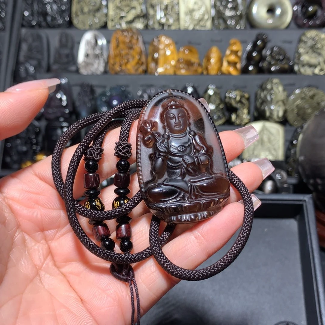 黑曜岩未镶嵌吊坠(赠链)简*