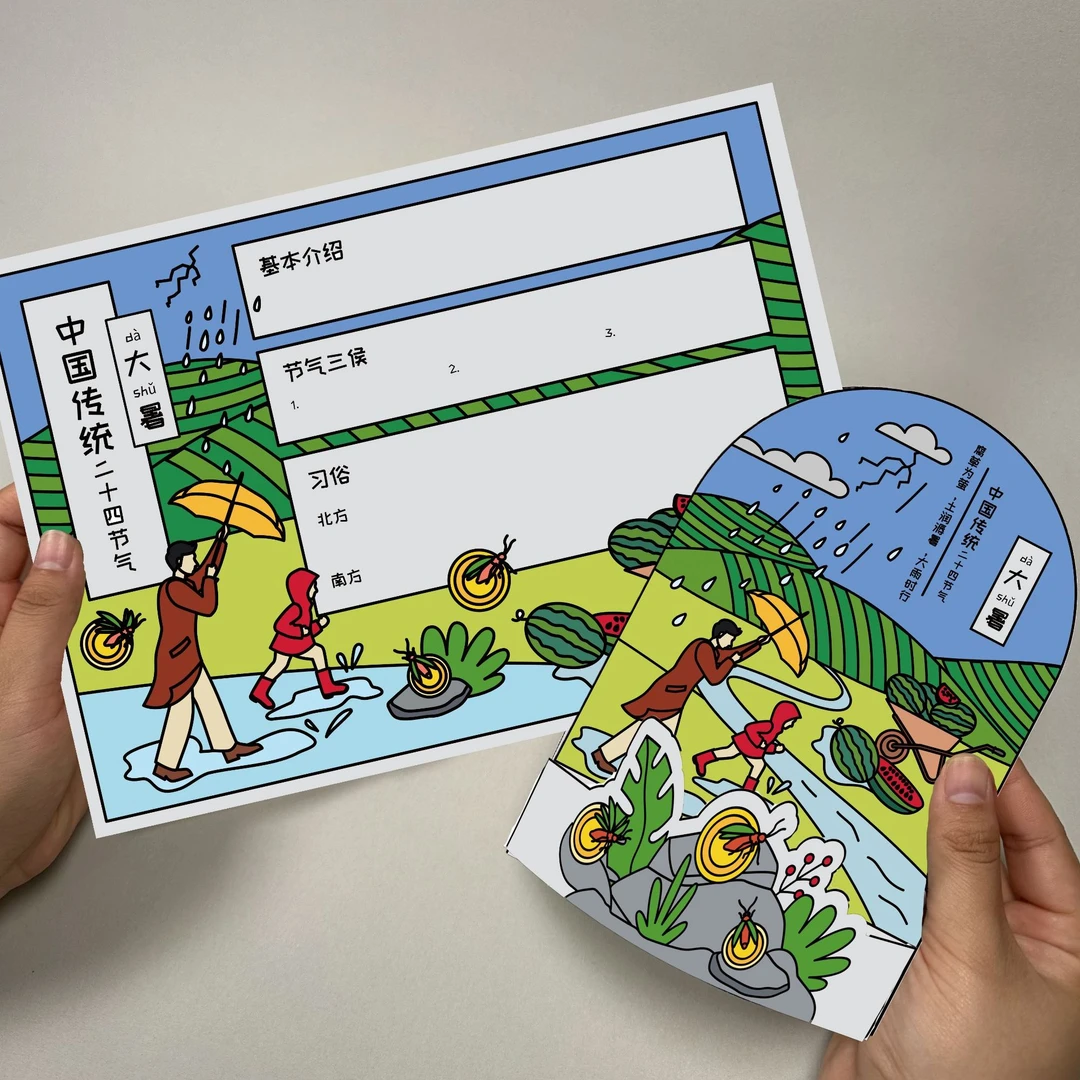 【原创】大暑节气手抄报立体卡节气环创|PDF电子版资源|无实物发货