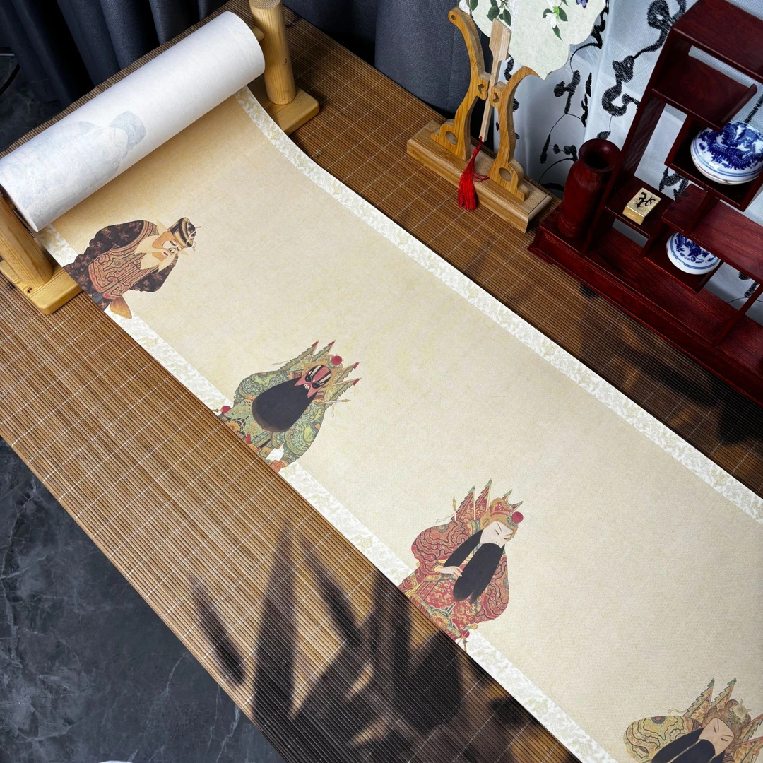 景阳阁 蜡染砑光纸 清_佚名清人_升平署戏曲人物画册长卷直播专用